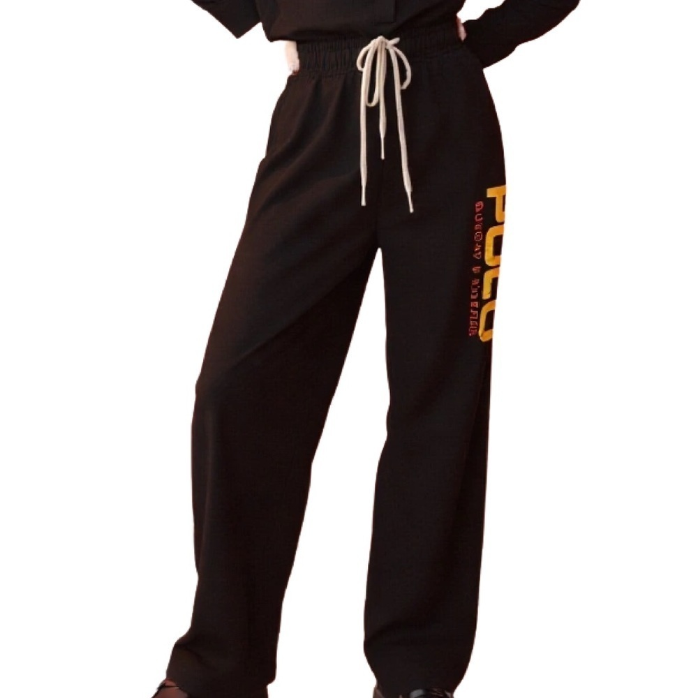 RALPH LAUREN POLO Black Sweatpant Joggers with Gold Logo Size Small